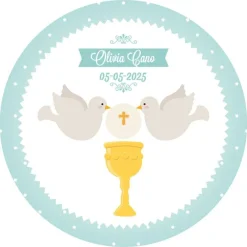 Papel de azúcar - Nombre y fecha Eucaristía Comunión 20 cm - Impresión comestible personalizada