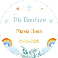 Papel de azúcar - Nombre y fecha Mi Bautizo 1 - 20 cm - Impresión comestible personalizada
