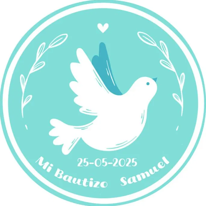 Papel de azúcar - Nombre y fecha Mi Bautizo 2 - 20 cm - Impresión comestible personalizada