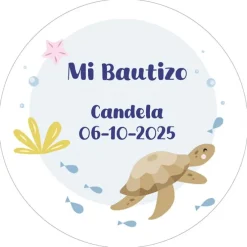 Papel de azúcar - Nombre y fecha Mi Bautizo 3 - 20 cm - Impresión comestible personalizada