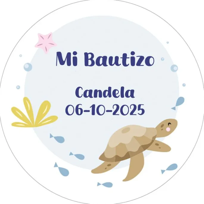 Papel de azúcar - Nombre y fecha Mi Bautizo 3 - 20 cm - Impresión comestible personalizada