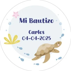 Papel de azúcar - Nombre y fecha Mi Bautizo 3 - 20 cm - Impresión comestible personalizada