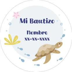 Papel de azúcar - Nombre y fecha Mi Bautizo 3 - 20 cm - Impresión comestible personalizada