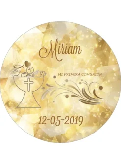 Papel de azúcar - Nombre y fecha Mi primera comunión 20 cm - Impresión comestible personalizada