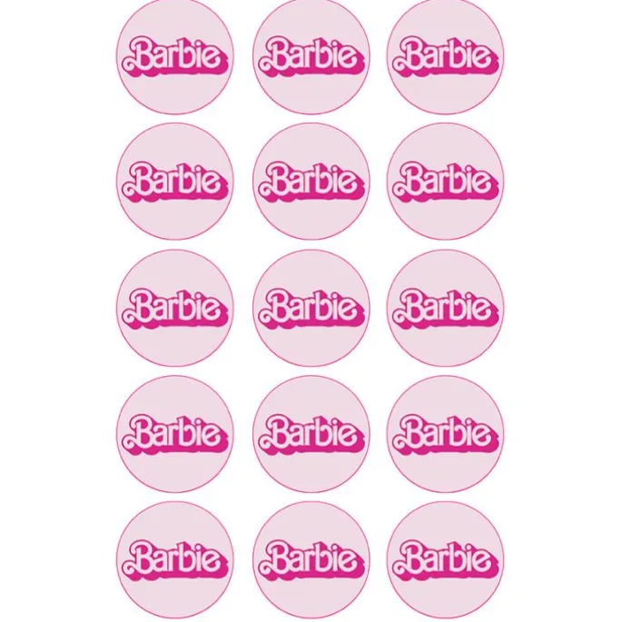 Papel de azúcar palabra Barbie 5 cm (15) - María Lunarillos