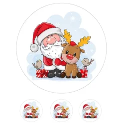 Papel de azúcar Papá Noel y Reno - 20 cm - María Lunarillos