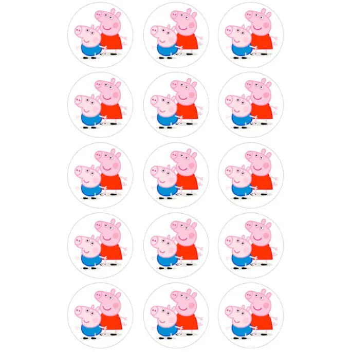 Papel de azúcar Peppa Pig - 5 cm (15) - María Lunarillos