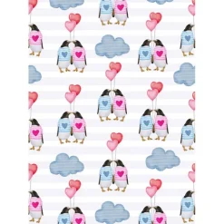 Papel de azúcar Pingüinos enamorados (A4) - María Lunarillos