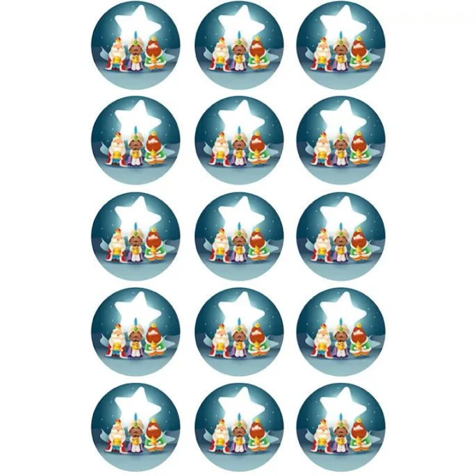 Papel de azúcar Reyes Magos 5 cm (15) - María Lunarillos