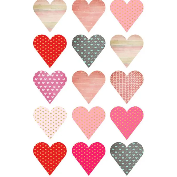 Papel de azúcar San Valentín corazones estampados 5 cm (15) - María Lunarillos