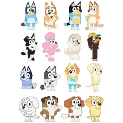 Papel de azúcar Stickers Bluey personajes - María Lunarillos
