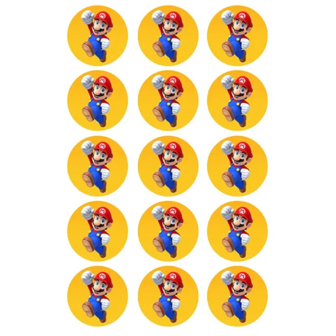 Papel de azúcar Super Mario Bros 5 cm (15) - María Lunarillos