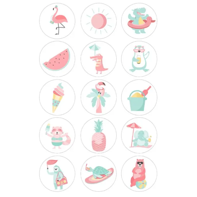 Papel de azúcar Vacaciones mix 5 cm (15) - María Lunarillos