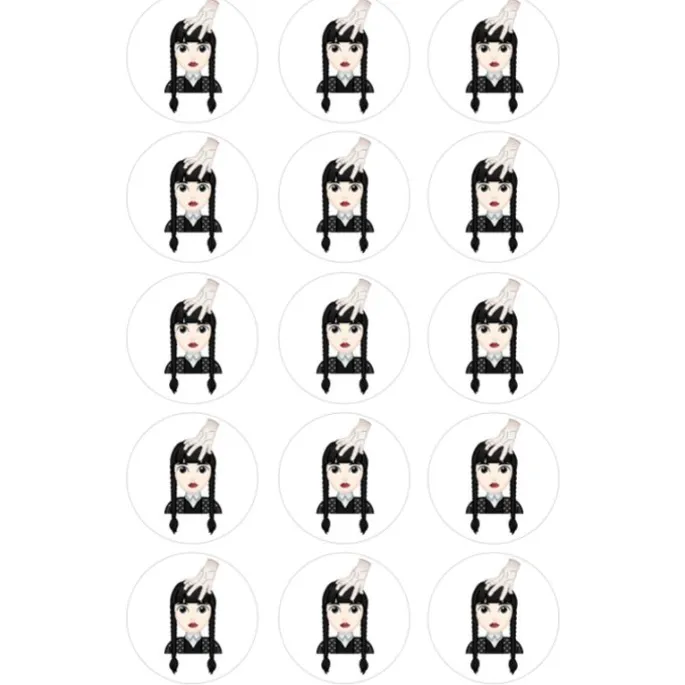 Papel de azúcar Wednesday Addams o Miércoles Addams 5 cm (15) - María Lunarillos
