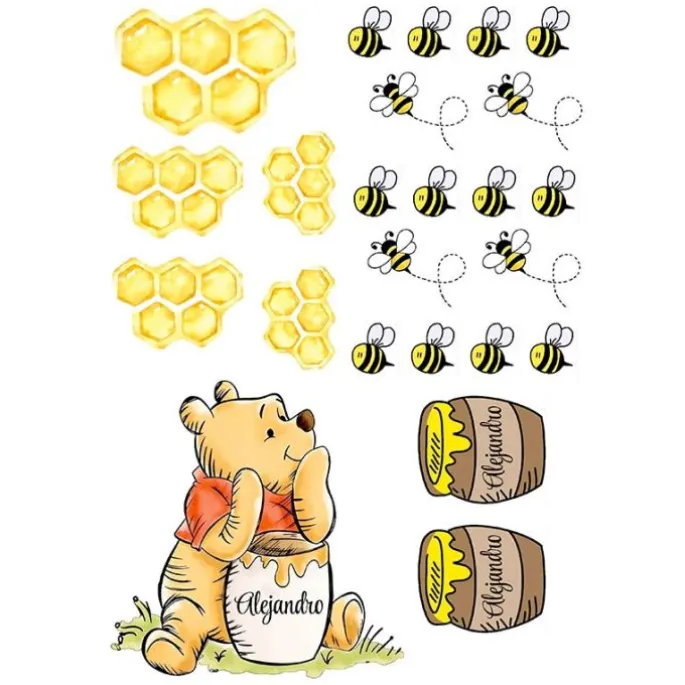 Papel de azúcar Winnie the Pooh - Nombre personalizado A4 - Impresión personalizada