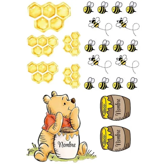 Papel de azúcar Winnie the Pooh - Nombre personalizado A4 - Impresión personalizada