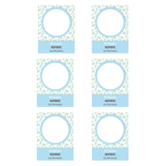 Papel de oblea con foto, nombre y fecha personalizada - Mi Bautizo azul 6 x 8 cm (6)