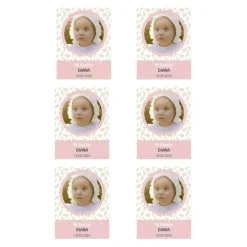 Papel de oblea con foto, nombre y fecha personalizada - Mi Bautizo rosa 6 x 8 cm (6)