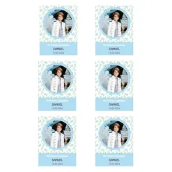 Papel de oblea con foto, nombre y fecha personalizada - Mi primera Comunión azul 6 x 8 cm (6)