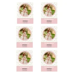 Papel de oblea con foto, nombre y fecha personalizada - Mi primera Comunión rosa 6 x 8 cm (6)