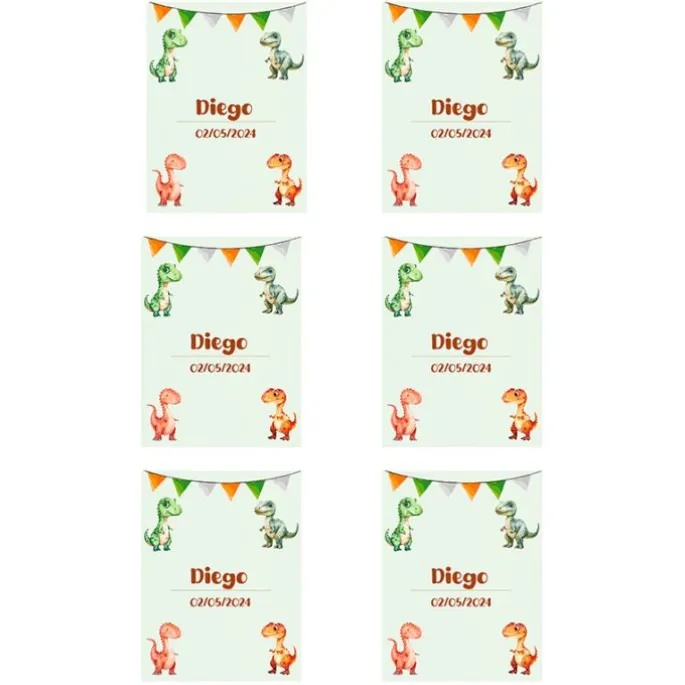 Papel de oblea con nombre y fecha personalizada - Dinosaurios 6 x 8 cm (6)