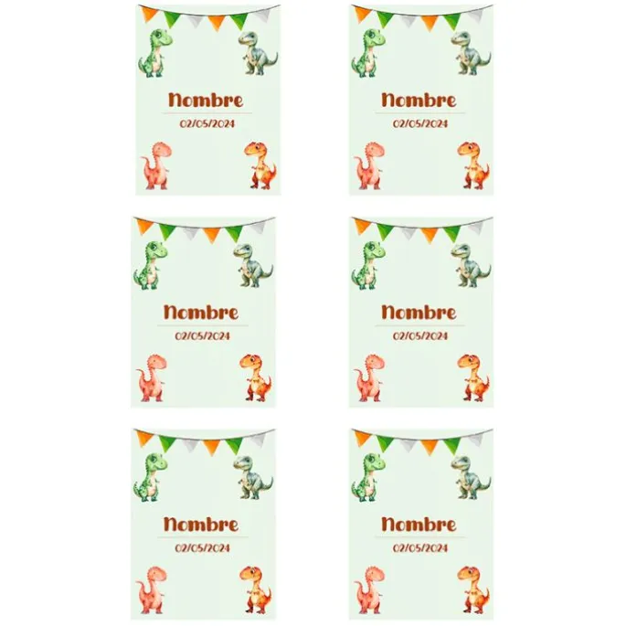 Papel de oblea con nombre y fecha personalizada - Dinosaurios 6 x 8 cm (6)