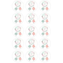 Papel de oblea - 15 círculos iguales de 5 cm Nombres boda - Impresión personalizada