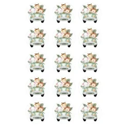 Papel de oblea - 15 círculos iguales de 5 cm Nombre coche animalitos selva - Impresión personalizada