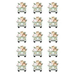 Papel de oblea - 15 círculos iguales de 5 cm Nombre coche animalitos selva - Impresión personalizada
