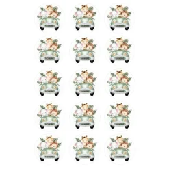 Papel de oblea - 15 círculos iguales de 5 cm Nombre coche animalitos selva - Impresión personalizada
