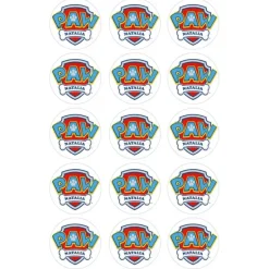 Papel de oblea - 15 círculos iguales de 5 cm Nombre Patrulla Canina - Impresión personalizada