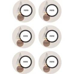Papel de oblea - 6 diseños iguales en Círculos de 8 cm Foto y Rótulo Diseño 1 - Impresión personalizada