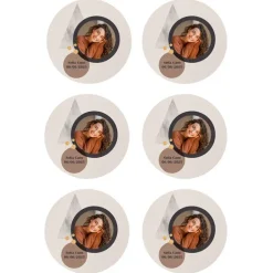 Papel de oblea - 6 diseños iguales en Círculos de 8 cm Foto y Rótulo Diseño 1 - Impresión personalizada