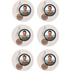 Papel de oblea - 6 diseños iguales en Círculos de 8 cm Foto y Rótulo Diseño 1 - Impresión personalizada