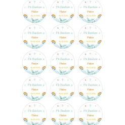 Papel de oblea - 15 diseños iguales en Círculos de 5 cm Nombre y fecha Mi Bautizo 1 - Impresión personalizada