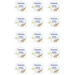 Papel de oblea - 15 diseños iguales en Círculos de 5 cm Nombre y fecha Mi Bautizo 3 - Impresión personalizada