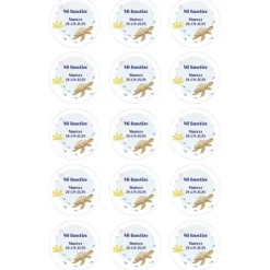Papel de oblea - 15 diseños iguales en Círculos de 5 cm Nombre y fecha Mi Bautizo 3 - Impresión personalizada