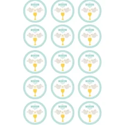 Papel de oblea - 15 diseños iguales en Círculos de 5 cm Nombre y fecha Eucaristía Comunión - Impresión personalizada