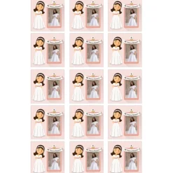Papel de oblea - 15 diseños iguales en Cuadrados de 5 cm Mi primera comunión (rosa) con foto personalizada