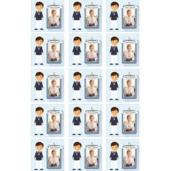 Papel de oblea - 15 diseños iguales en Cuadrados de 5 cm Mi primera comunión (azul) con foto personalizada