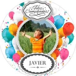Papel de oblea - Foto y nombre Feliz Cumpleaños 20 cm - Impresión personalizada