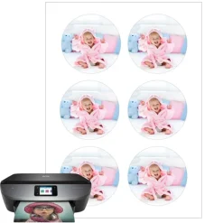 Papel de oblea grueso - 6 fotos iguales en Círculos de 8 cm - Impresión comestible personalizada