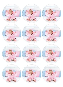 Papel de oblea grueso - 12 fotos iguales en Círculos de 6 cm - Impresión comestible personalizada