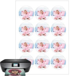 Papel de oblea grueso - 12 fotos iguales en Círculos de 6 cm - Impresión comestible personalizada