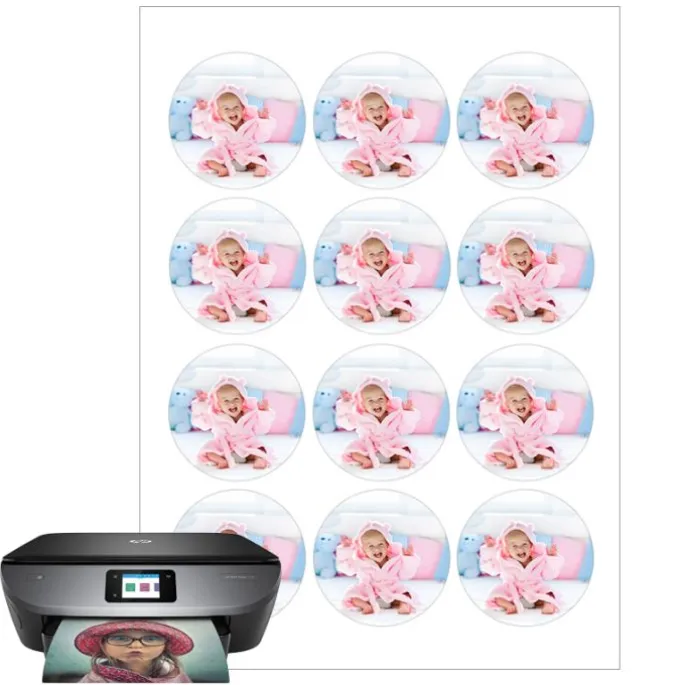 Papel de oblea grueso - 12 fotos iguales en Círculos de 6 cm - Impresión comestible personalizada