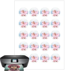 Papel de oblea grueso - 20 fotos iguales en Círculos de 4 cm - Impresión comestible personalizada