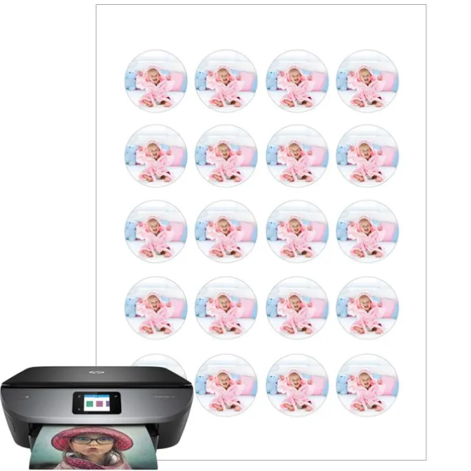 Papel de oblea grueso - 20 fotos iguales en Círculos de 4 cm - Impresión comestible personalizada