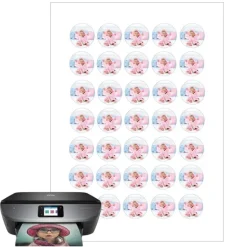 Papel de oblea grueso - 35 fotos iguales en Círculos de 3 cm - Impresión comestible personalizada