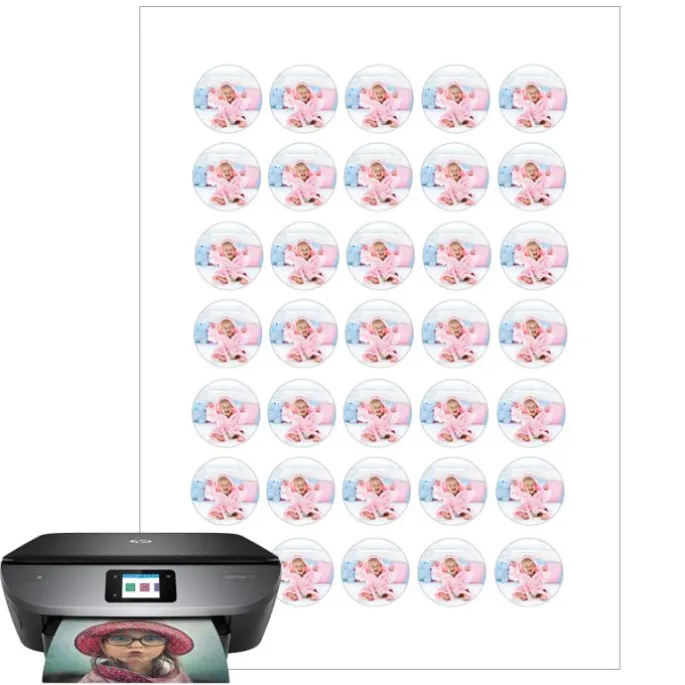 Papel de oblea grueso - 35 fotos iguales en Círculos de 3 cm - Impresión comestible personalizada