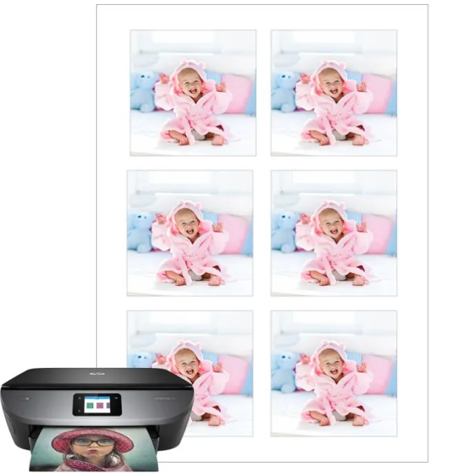 Papel de oblea grueso - 6 fotos iguales en Cuadrados de 8 cm - Impresión comestible personalizada